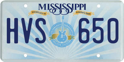 MS license plate HVS650