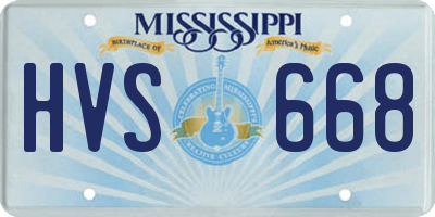 MS license plate HVS668