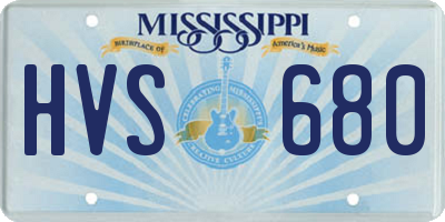 MS license plate HVS680