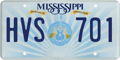 MS license plate HVS701