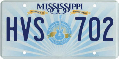 MS license plate HVS702