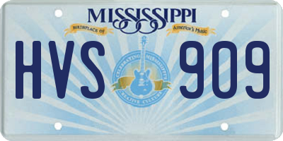 MS license plate HVS909