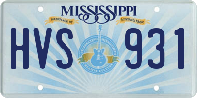 MS license plate HVS931