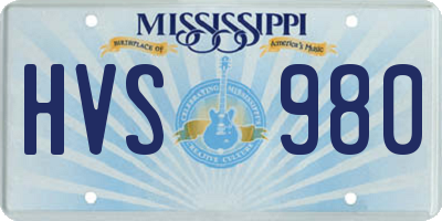 MS license plate HVS980