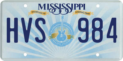 MS license plate HVS984