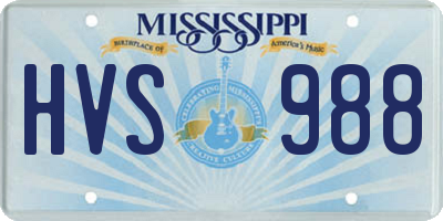 MS license plate HVS988