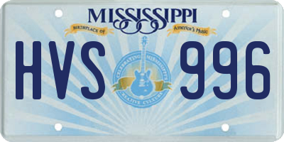 MS license plate HVS996