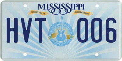 MS license plate HVT006