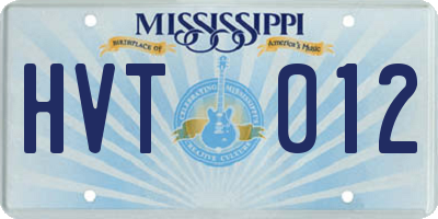 MS license plate HVT012