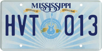 MS license plate HVT013