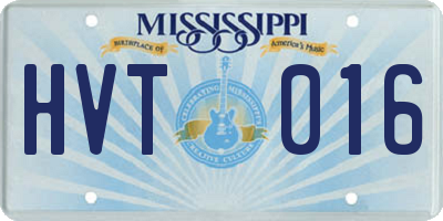 MS license plate HVT016