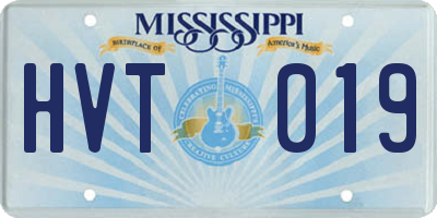 MS license plate HVT019