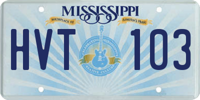 MS license plate HVT103