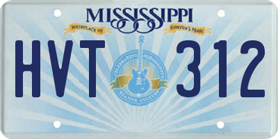 MS license plate HVT312
