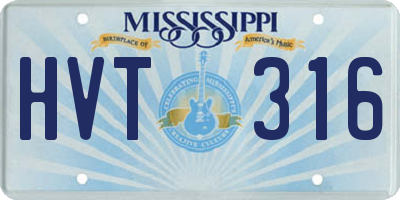 MS license plate HVT316