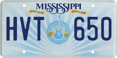MS license plate HVT650