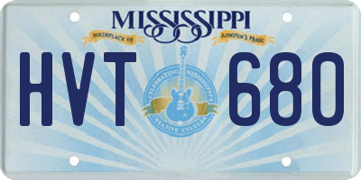 MS license plate HVT680