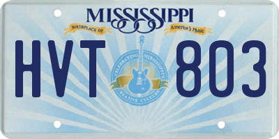 MS license plate HVT803