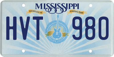 MS license plate HVT980