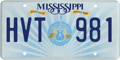 MS license plate HVT981