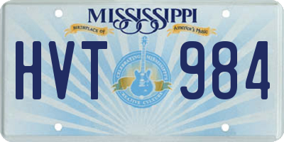 MS license plate HVT984