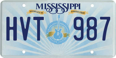 MS license plate HVT987