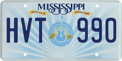 MS license plate HVT990