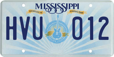 MS license plate HVU012
