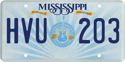 MS license plate HVU203