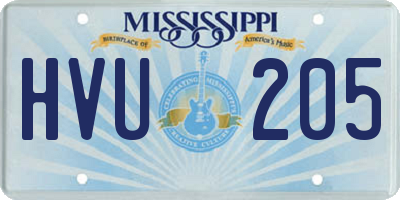 MS license plate HVU205