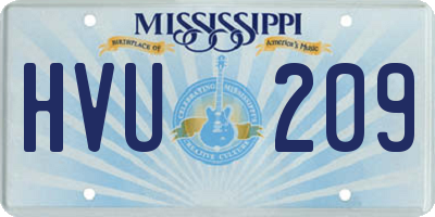 MS license plate HVU209