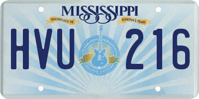 MS license plate HVU216