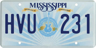 MS license plate HVU231