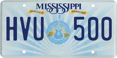 MS license plate HVU500