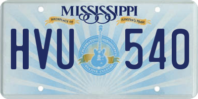 MS license plate HVU540