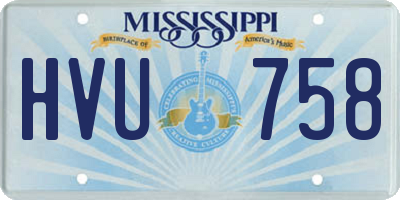 MS license plate HVU758