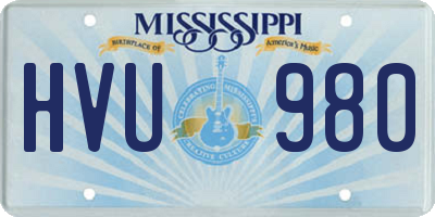 MS license plate HVU980