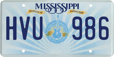 MS license plate HVU986