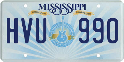 MS license plate HVU990
