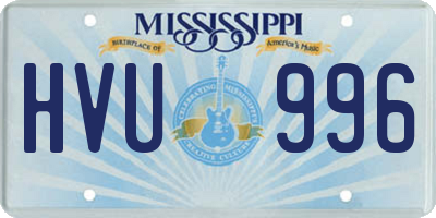 MS license plate HVU996