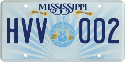MS license plate HVV002