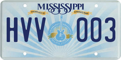 MS license plate HVV003