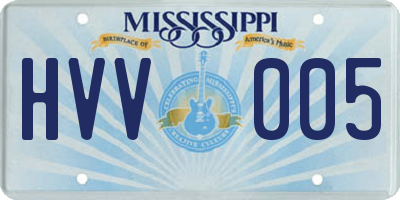MS license plate HVV005