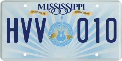 MS license plate HVV010