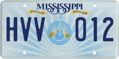 MS license plate HVV012