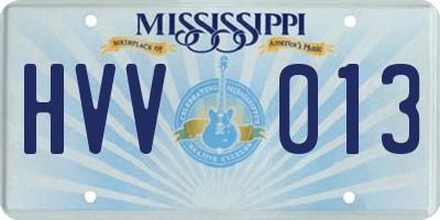 MS license plate HVV013