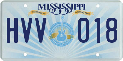 MS license plate HVV018