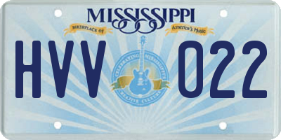 MS license plate HVV022