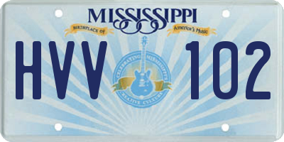 MS license plate HVV102