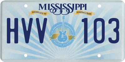 MS license plate HVV103